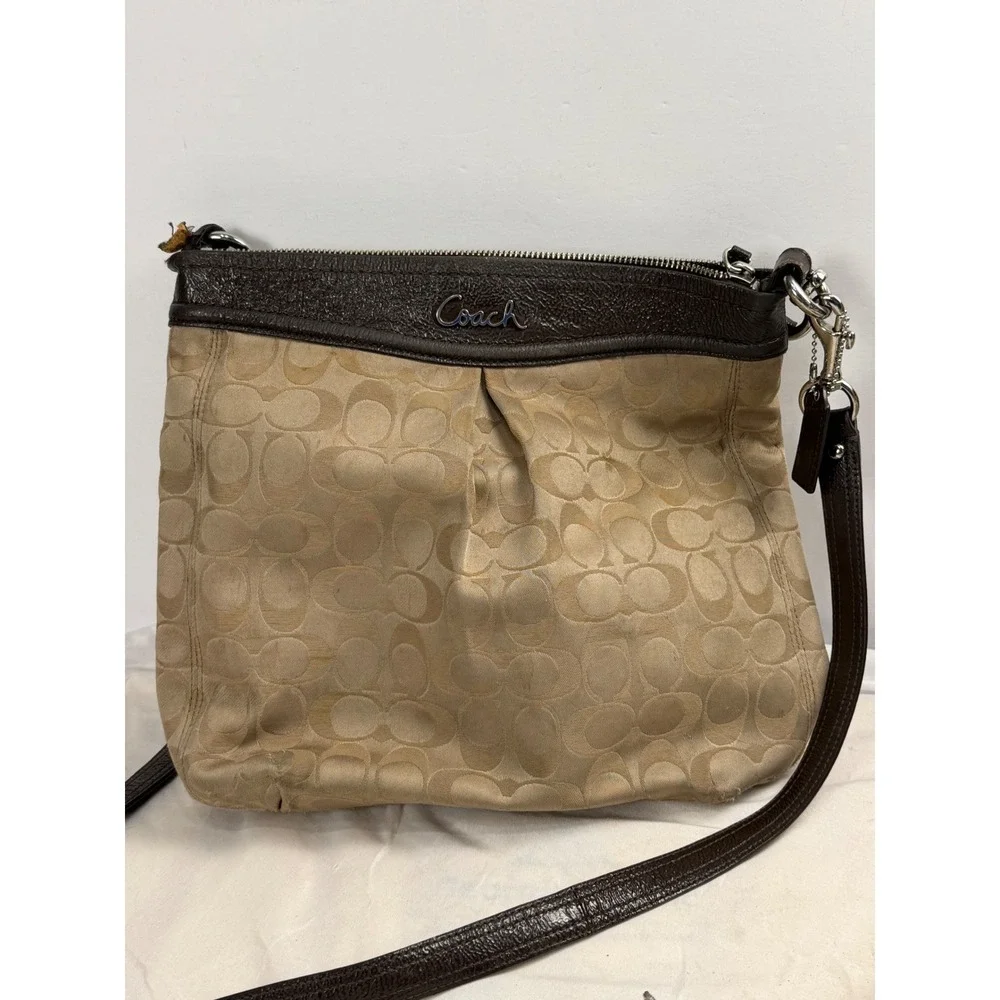 Coach Ashley Signature Jacquard Crossbody Bag Brown Khaki F20111